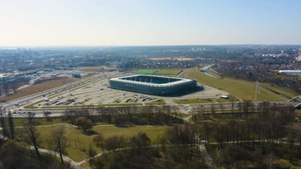 Arena Lublin Stadium Stadion Aerial View Poland High Quality Footage — Stockvideo