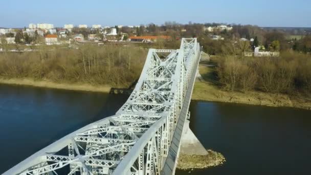 Bridge President Moscicki Pulawy Most Aerial View Poland High Quality — Stockvideo