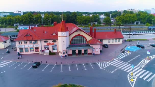 Kolobrzeg Estación Tren Vista Aérea Polonia Imágenes Alta Calidad — Vídeos de Stock