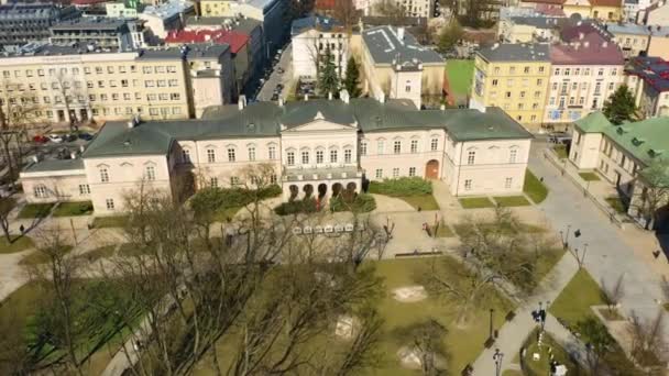 Lubomirski Palace Lublin Palac Aerial View Poland High Quality Footage — Stockvideo