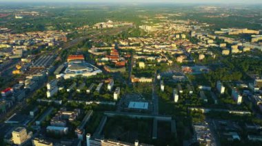 Beautiful Panorama Wroclaw Aerial View Poland. High quality 4k footage