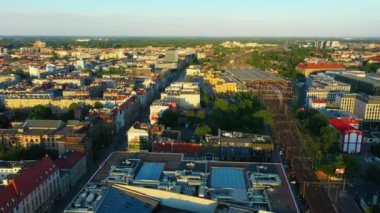 Railway Tracks In Wroclaw Poland Aerial View. High quality 4k footage