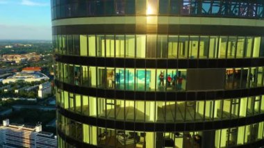 Sky Tower Skyscraper In Wroclaw Poland Aerial View. High quality 4k footage
