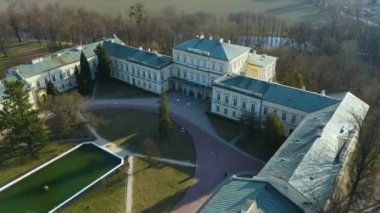 Czartoryski Museum Pulawy Muzeum Aerial View Poland. High quality 4k footage