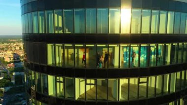 Sky Tower Skyscraper In Wroclaw Poland Aerial View. High quality 4k footage