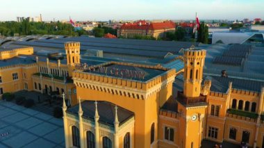 Wroclaw Railway Station Dworzec Glowny Poland Aerial View. High quality 4k footage