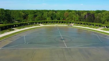 Wroclaw Multimedia Fountain Fontanna Aerial View Poland. High quality 4k footage