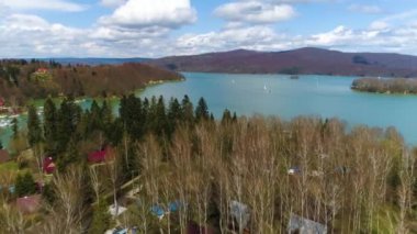 Solina Lake In Polanczyk Bieszczady Aerial View Poland. High quality 4k footage