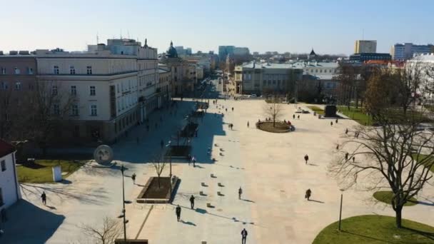 Litewski Square Lublin Plac Aerial View Lengyelország Kiváló Minőségű Felvételek — Stock videók
