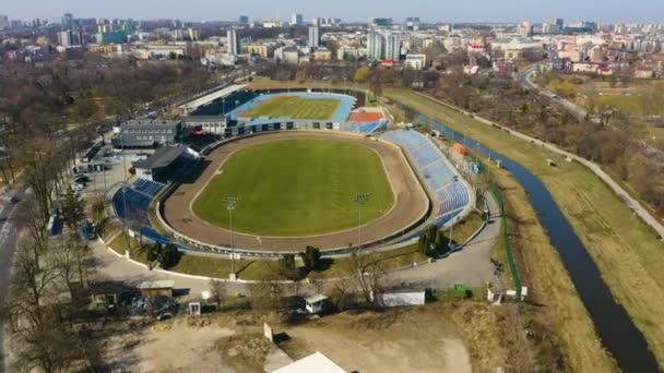 Speedway Motor Lublin Stadium Stadion Zuzlowy Aerial View Poland High — Stock video
