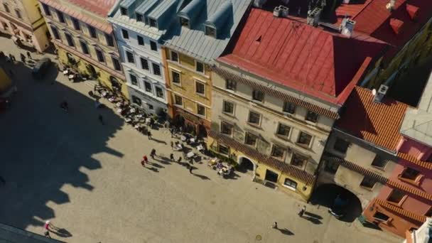 Old Town Square Lublin Rynek Stare Miasto Aerial View Poland — Stock video