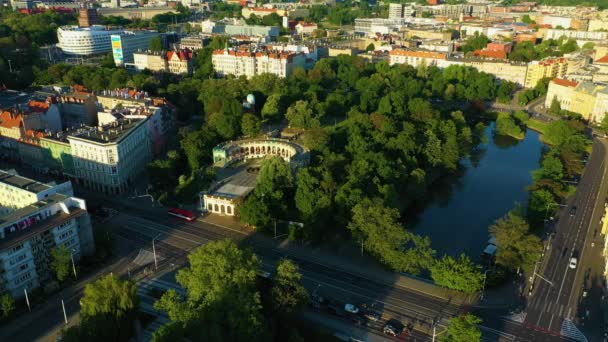 Park Hill Wzgorze Partyzantow City Moat Wroclaw Fosa Polonia Vista — Vídeo de stock