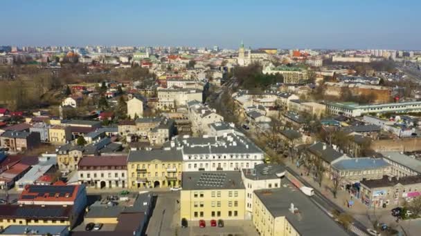 Road Old Town Lublin Droga Stare Miasto Aerial View Poland — Stockvideo