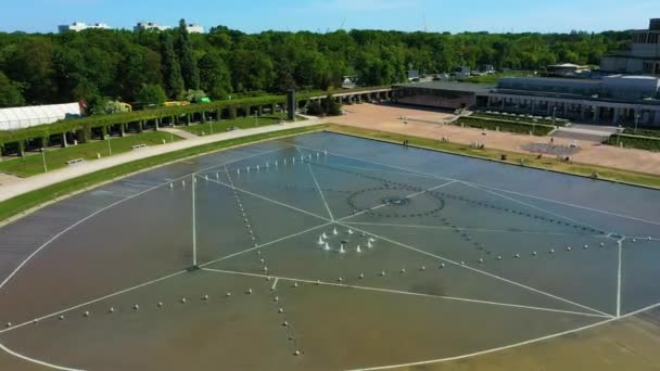 Wroclaw Multimedia Fountain Fontanna Aerial View Πολωνία Υψηλής Ποιότητας Πλάνα — Αρχείο Βίντεο