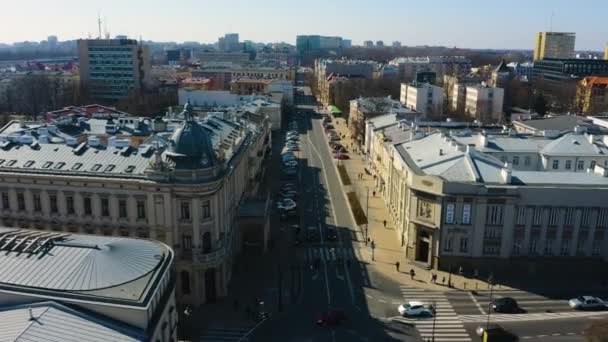 Krakowskie Przedmiescie Road Lublin Aerial View Poland High Quality Footage — Stock video