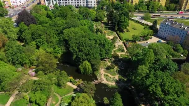 Botanical Garden University Wroclaw Aerial View Poland High Quality Footage — Stockvideo