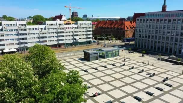 Panorama Wroclaw Square New Market Nowy Targ Aerial View Polen — Stockvideo