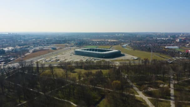 Стадіон Arena Lublin Air View Poland Кадри Високої Якості — стокове відео