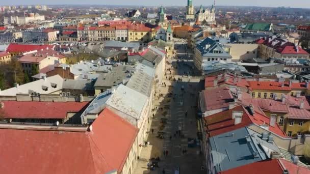 Krakowskie Przedmiescie Lublin Aerial View Poland High Quality Footage — Stock video