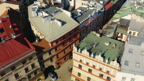Old Town Square Lublin Rynek Stare Miasto Aerial View Poland — Stock video