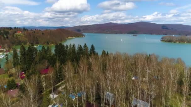 Solina Lake Polanczyk Bieszczady Aerial View Poland High Quality Footage — Stok video