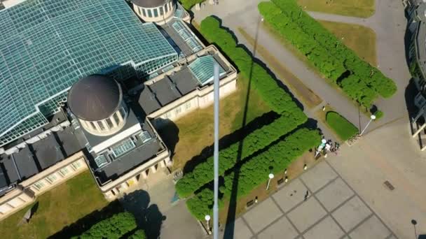 Spire Hall Century Wroclaw Aerial View Poland High Quality Footage — Vídeo de Stock
