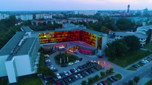 Evening Hotels Kolobrzeg Poland Aerial View High Quality Footage — Stock video