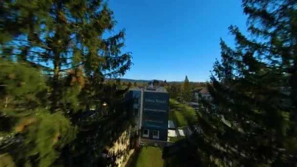 Полет Fpv Над Парком Polanczyk Bieszczady Aerial Poland Высококачественные Кадры — стоковое видео