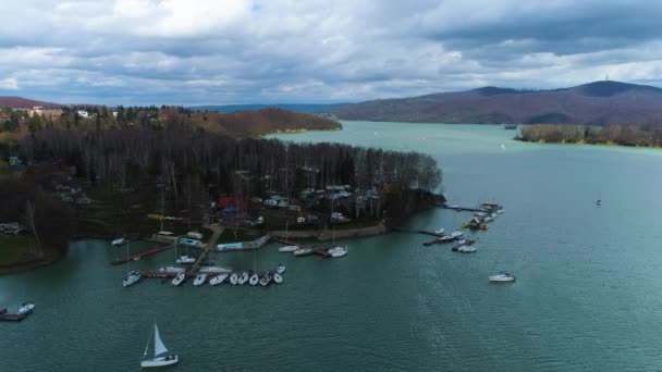 Solina Gölü Polanczyk Bieszczady Hava Görüntüsü Polonya Yüksek Kalite Görüntü — Stok video