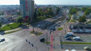 Intersection Elblag Skrzyzowanie Aerial View Poland. High quality 4k footage