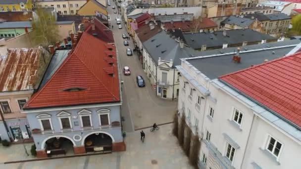 Smalle Straatjes Buurt Van Het Marktplein Kielce Aerial View Polen — Stockvideo