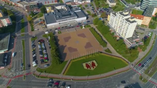Jagiellonian Square Elblag Plac Jagiellonczyka Aerial View Poland High Quality — Stockvideo