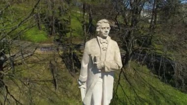 Kosciuszko Monument Sanok Pomnik Aerial View Poland. High quality 4k footage