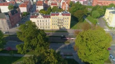 Rycerska Street Elblag Aerial View Poland. High quality 4k footage