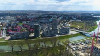 Panorama Nehri Wislok Rzeszow Hava Görüntüsü Polonya. Yüksek kalite 4k görüntü