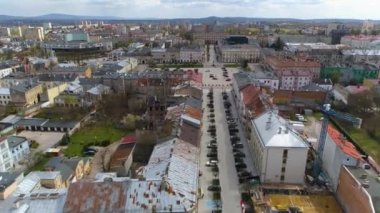 Freedom Square Kielce Plac Wolnosci Aerial View Poland. High quality 4k footage