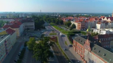 Plac Slowianski Square Elblag Aerial View Poland. High quality 4k footage