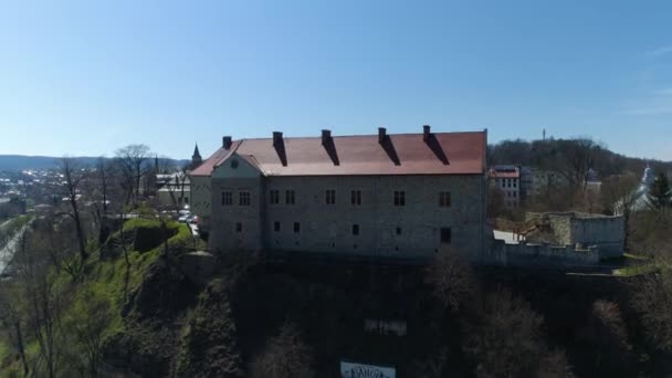 Royal Castle Museum Sanok Zamek Krolewski Aerial View Poland High — Stock video