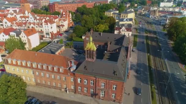 Historic Building Polish Post Office Elblag Poczta Aerial View Poland — 图库视频影像