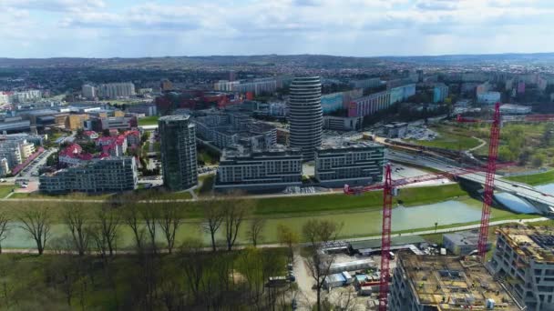 Panorama River Wislok Rzeszow Aerial View Poland High Quality Footage — Video