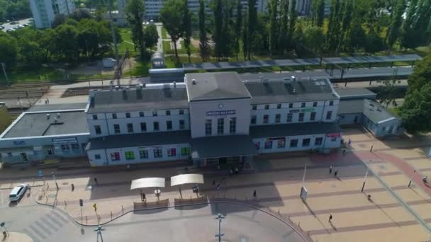 Железнодорожный Вокзал Elblag Dworzec Kolejowy Aerial View Poland Высококачественные Кадры — стоковое видео