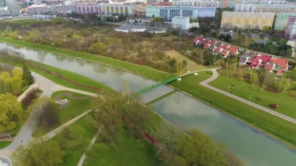 Footbridge Wislok Rzeszow Kladka Aerial View Poland High Quality Footage — Video