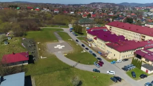 Fachkrankenhaus Sanok Szpital Luftaufnahme Polen Hochwertiges Filmmaterial — Stockvideo