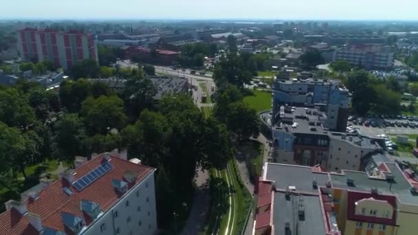 Tracks Buildings Elblag Panorama Aerial View Poland High Quality Footage — 图库视频影像