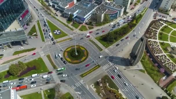 Timelapse Dmowskiego Roundabout Rzeszow Rondo Aerial View Poland High Quality — ストック動画