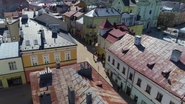 Street Market Square Sanok Vista Aerea Polonia Filmati Alta Qualità — Video Stock