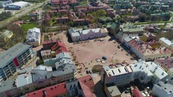 Centrum Market Sanok Rynek Ratusz Aerial View Poland High Quality — Vídeos de Stock