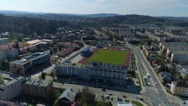 Ekoball Stal Sanok Club Stadium Aerial View Poland High Quality — Video