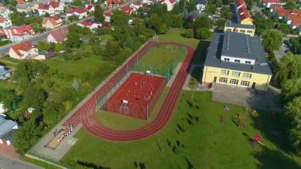 Primary School Playground Elblag Aerial View Poland High Quality Footage — Stockvideo