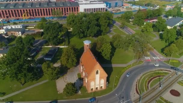 Catholic Antidrug Movement Elblag Aerial View Poland High Quality Footage — Stockvideo